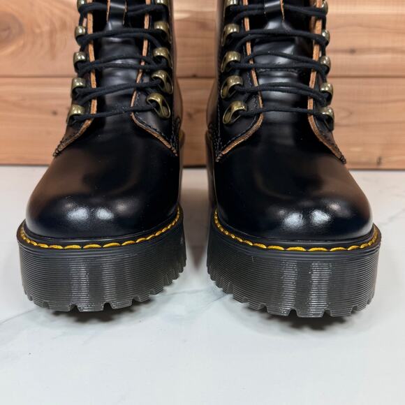 Dr Martens Women's Leona Vintage Smooth Leather Heeled Boots Chunky Black size 6 - Picture 12 of 16